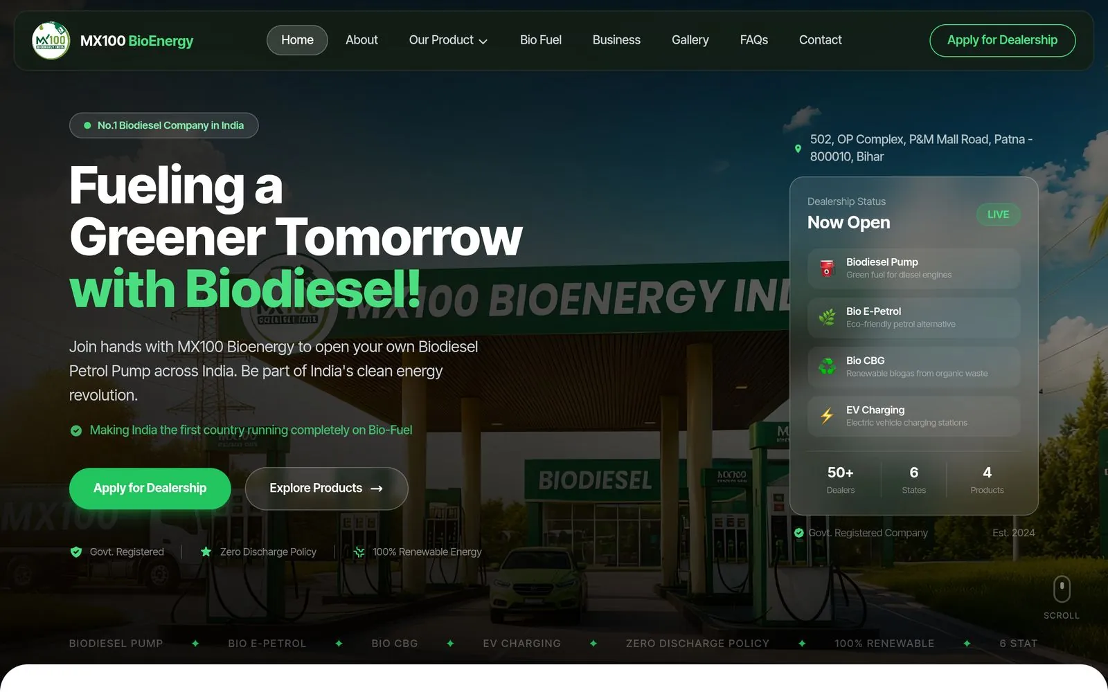 MX100 BioEnergy — live site